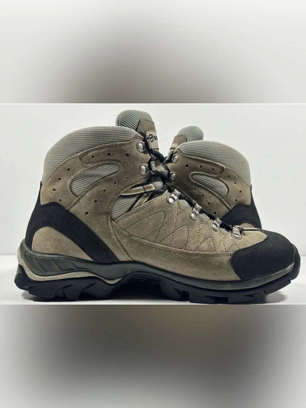 Scarpa ZG GTX Gore-Tex Vibram Hiking Boots Mens 11 Taupe Leather Backpacking